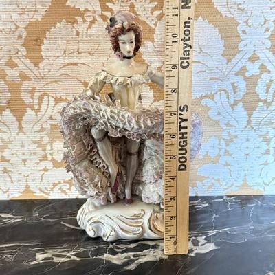 LOT 109D: Vintage circa 1940s Cybis Cordey Porcelain Can Can Dancer Figurine w/ Dresden Lace