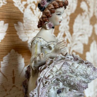 LOT 109D: Vintage circa 1940s Cybis Cordey Porcelain Can Can Dancer Figurine w/ Dresden Lace