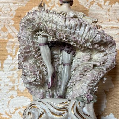 LOT 109D: Vintage circa 1940s Cybis Cordey Porcelain Can Can Dancer Figurine w/ Dresden Lace