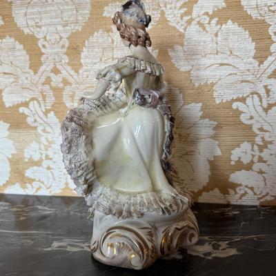 LOT 109D: Vintage circa 1940s Cybis Cordey Porcelain Can Can Dancer Figurine w/ Dresden Lace