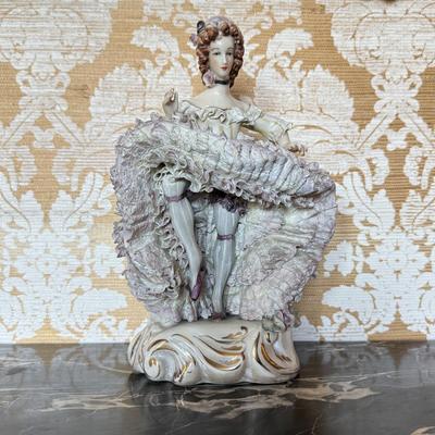 LOT 109D: Vintage circa 1940s Cybis Cordey Porcelain Can Can Dancer Figurine w/ Dresden Lace