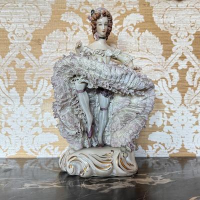 LOT 109D: Vintage circa 1940s Cybis Cordey Porcelain Can Can Dancer Figurine w/ Dresden Lace