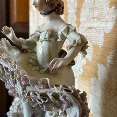 LOT 109D: Vintage circa 1940s Cybis Cordey Porcelain Can Can Dancer Figurine w/ Dresden Lace