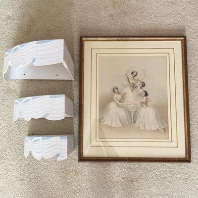 LOT 115L: Vintage Ethan Allen Print of Ballerinas by Thomas Herbert Maguire (British, 1821-1895) & 1991 PH Enterprise 3-Tier Corner...