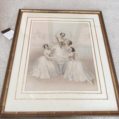 LOT 115L: Vintage Ethan Allen Print of Ballerinas by Thomas Herbert Maguire (British, 1821-1895) & 1991 PH Enterprise 3-Tier Corner...