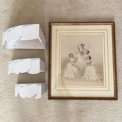 LOT 115L: Vintage Ethan Allen Print of Ballerinas by Thomas Herbert Maguire (British, 1821-1895) & 1991 PH Enterprise 3-Tier Corner...