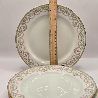 LOT 207K: Elite Works Limoges France Incomplete Set Including 3 Dinner Plates, 1 Soup Bowl, 4 Salad Plates, & 5 Dessert Plates