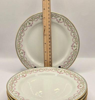 LOT 207K: Elite Works Limoges France Incomplete Set Including 3 Dinner Plates, 1 Soup Bowl, 4 Salad Plates, & 5 Dessert Plates