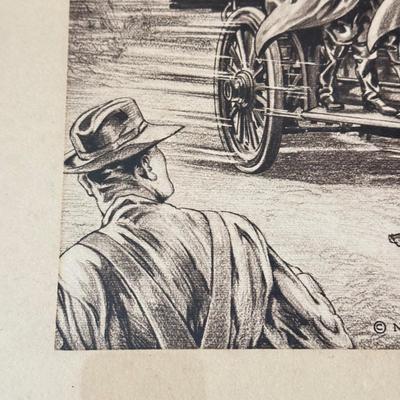 LOT 221L: Antique Modern Firefighting Apparatus Etching Prints circa 1910s-1920s: "Motorized Steeamers - Model Christie Tractor 1911...