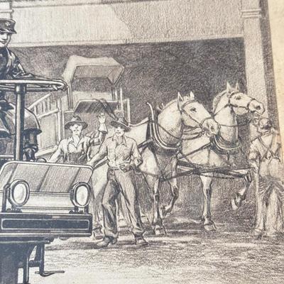 LOT 221L: Antique Modern Firefighting Apparatus Etching Prints circa 1910s-1920s: "Motorized Steeamers - Model Christie Tractor 1911...