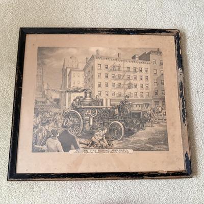 LOT 221L: Antique Modern Firefighting Apparatus Etching Prints circa 1910s-1920s: "Motorized Steeamers - Model Christie Tractor 1911...