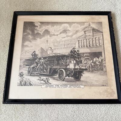 LOT 221L: Antique Modern Firefighting Apparatus Etching Prints circa 1910s-1920s: "Motorized Steeamers - Model Christie Tractor 1911...