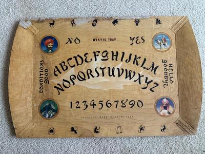 LOT 227L: Vintage 1940s Hasko “Mystic Tray & Mystic Hand” made of Wood w/ Lithographed Paper