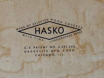 LOT 227L: Vintage 1940s Hasko “Mystic Tray & Mystic Hand” made of Wood w/ Lithographed Paper