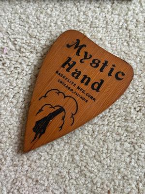 LOT 227L: Vintage 1940s Hasko “Mystic Tray & Mystic Hand” made of Wood w/ Lithographed Paper