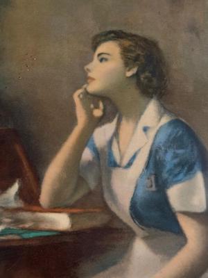 LOT 228L: Antique / Vintage Framed Post-1900 Nurse Print or Lithograph