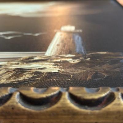 LOT 229L: Original Framed Lighthouse Oil Painting signed "Easter"