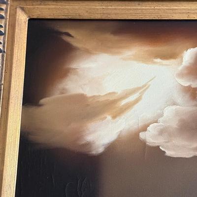 LOT 229L: Original Framed Lighthouse Oil Painting signed "Easter"