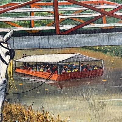LOT 231L: Original Oil Painting of Bridge in New Hope, PA signed Zugermayer '76