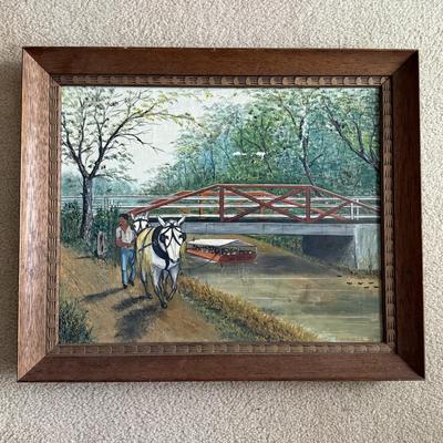LOT 231L: Original Oil Painting of Bridge in New Hope, PA signed Zugermayer '76
