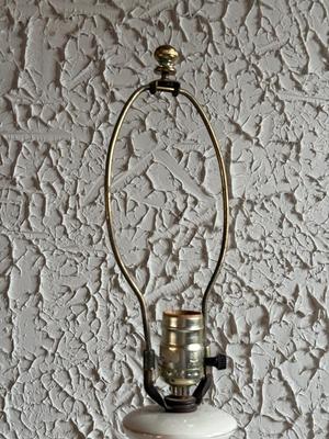 LOT 232F: Vintage Leviton Porcelain Embossed Roses Table Lamp & Framed Ming Dynasty: Dong Qichang's imitation of Huang...