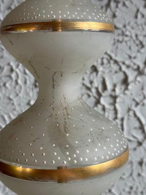 LOT 234F: Huge Vintage MCM Frosted Glass Lamp w/ Gold Accents