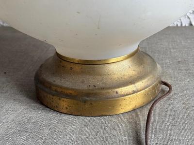 LOT 234F: Huge Vintage MCM Frosted Glass Lamp w/ Gold Accents