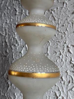 LOT 234F: Huge Vintage MCM Frosted Glass Lamp w/ Gold Accents