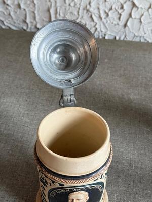 LOT 262F: Collection of Vintage Ceramic, Pewter & Glass Steins