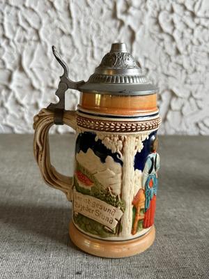 LOT 262F: Collection of Vintage Ceramic, Pewter & Glass Steins