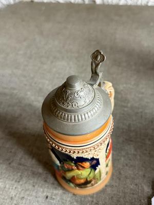LOT 262F: Collection of Vintage Ceramic, Pewter & Glass Steins