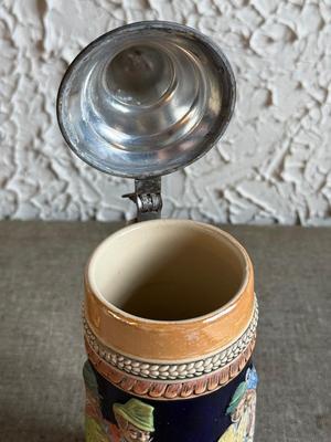 LOT 262F: Collection of Vintage Ceramic, Pewter & Glass Steins