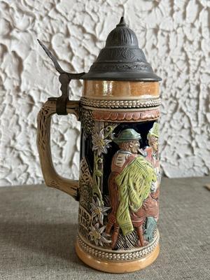 LOT 262F: Collection of Vintage Ceramic, Pewter & Glass Steins