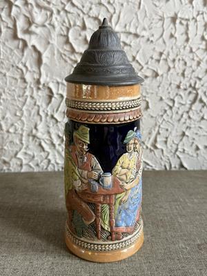LOT 262F: Collection of Vintage Ceramic, Pewter & Glass Steins