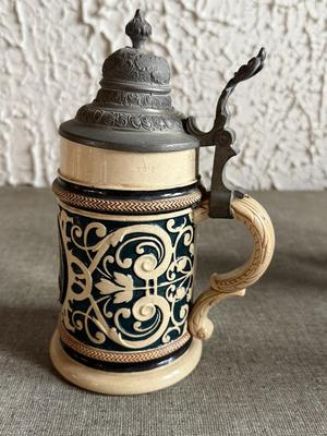 LOT 262F: Collection of Vintage Ceramic, Pewter & Glass Steins
