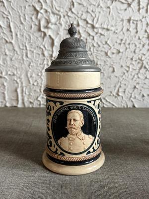 LOT 262F: Collection of Vintage Ceramic, Pewter & Glass Steins