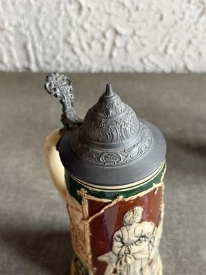 LOT 262F: Collection of Vintage Ceramic, Pewter & Glass Steins