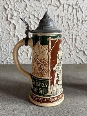 LOT 262F: Collection of Vintage Ceramic, Pewter & Glass Steins