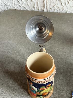 LOT 262F: Collection of Vintage Ceramic, Pewter & Glass Steins