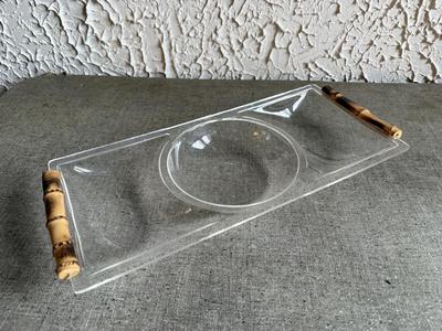 LOT 239F: Vintage Reserve Brass Bartop Wine Bottle Opener & Lucite Wavy Edge Bowl & Divided Tray