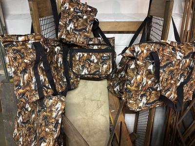 LOT 990B: Collection of Equine / Horse print totes and bags by Sax.
