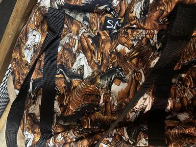 LOT 990B: Collection of Equine / Horse print totes and bags by Sax.