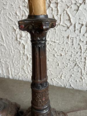 LOT 237F: Vintage Heavy Electric Candlestick & Oil Holder Lamps