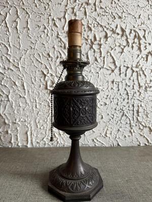 LOT 237F: Vintage Heavy Electric Candlestick & Oil Holder Lamps
