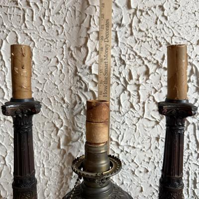 LOT 237F: Vintage Heavy Electric Candlestick & Oil Holder Lamps