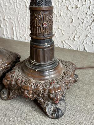 LOT 237F: Vintage Heavy Electric Candlestick & Oil Holder Lamps