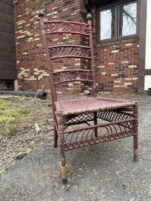 LOT 263G: Victorian Era Maroon Wicker Chair
