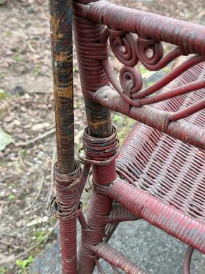 LOT 263G: Victorian Era Maroon Wicker Chair