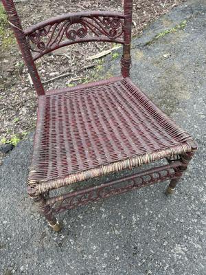 LOT 263G: Victorian Era Maroon Wicker Chair