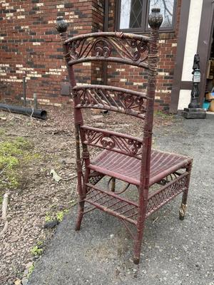 LOT 263G: Victorian Era Maroon Wicker Chair